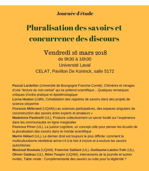 Journée d&rsquo;étude – Pluralisation des savoirs et concurrence des discours