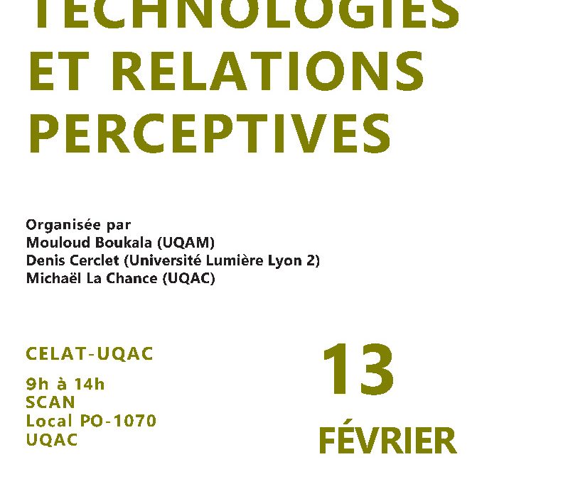 Journée d&rsquo;étude – Milieux, technologies et relations perceptives »
