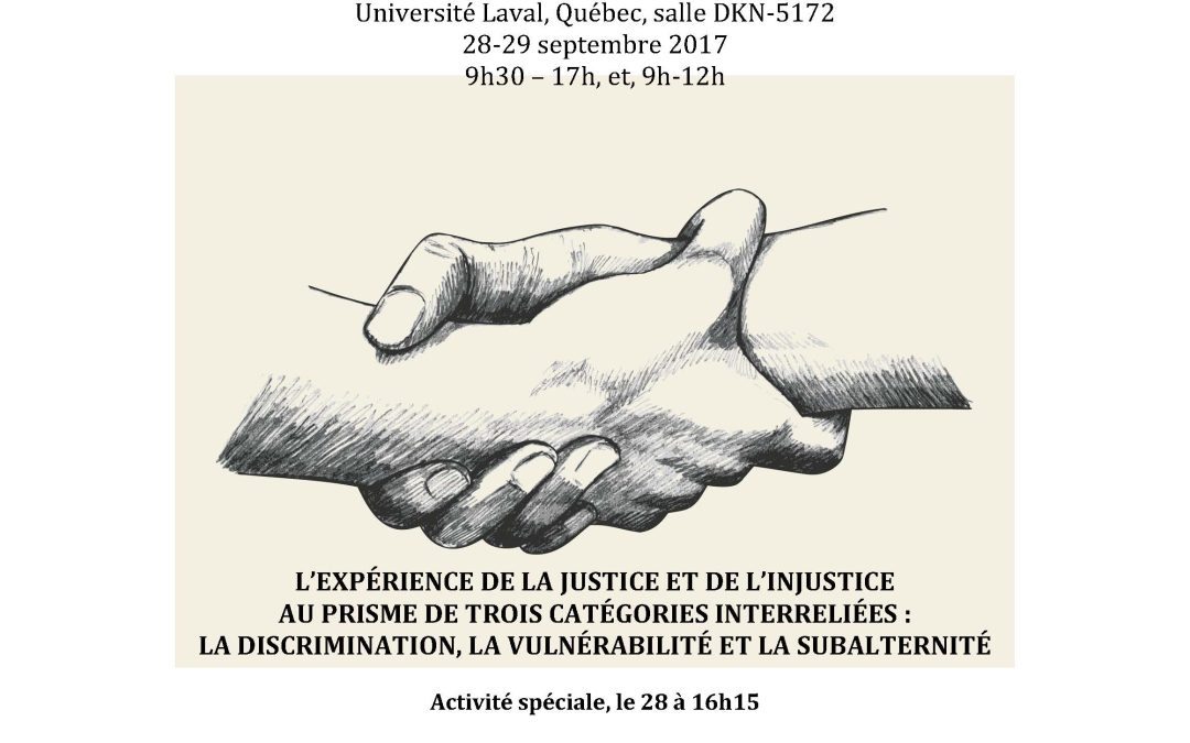 Séminaire international, L&rsquo;expérience de la justice et de l&rsquo;injustice : discrimination, vulnérabilité et subalternité