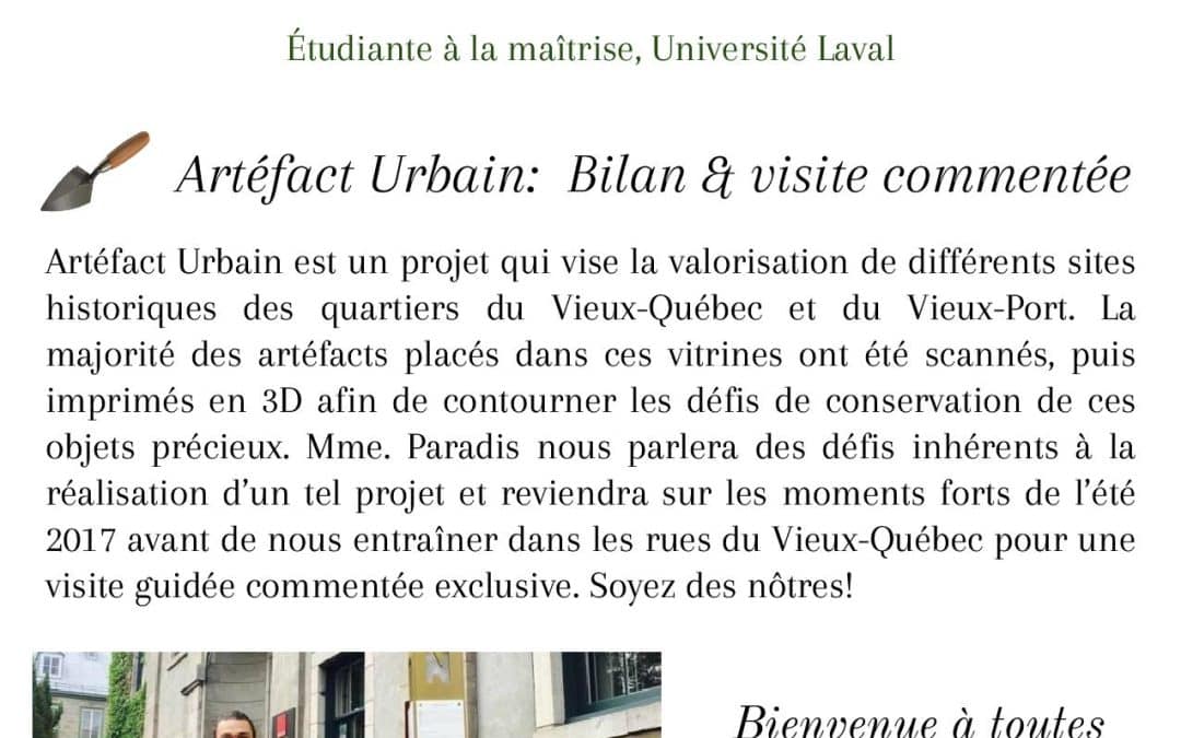 Archéo-vendredi « Artéfact urbain : bilan et visite commentée »