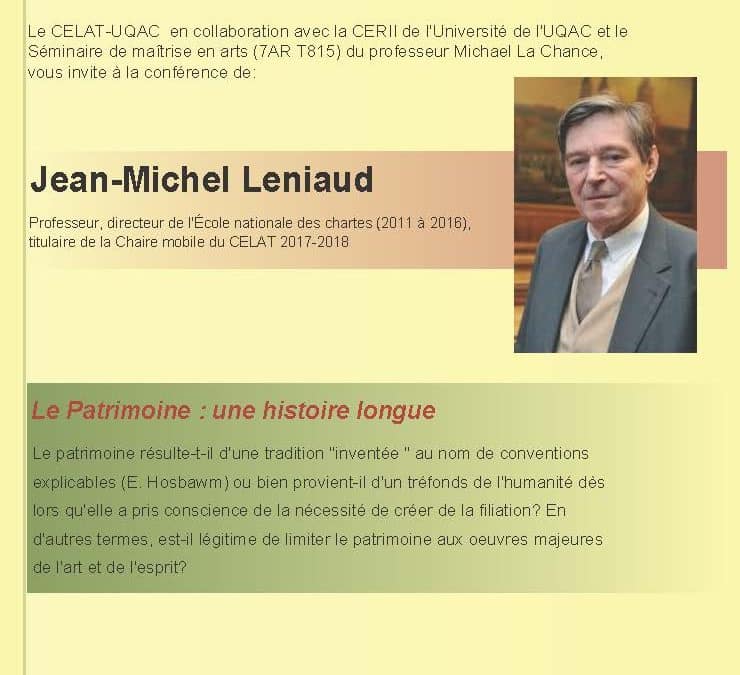 Conférence : « Le patrimoine : une histoire longue »