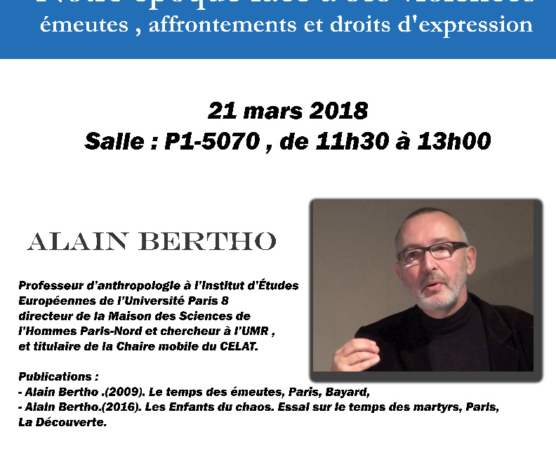 Conférence – Alain Bertho « Notre époque face à ses violences »