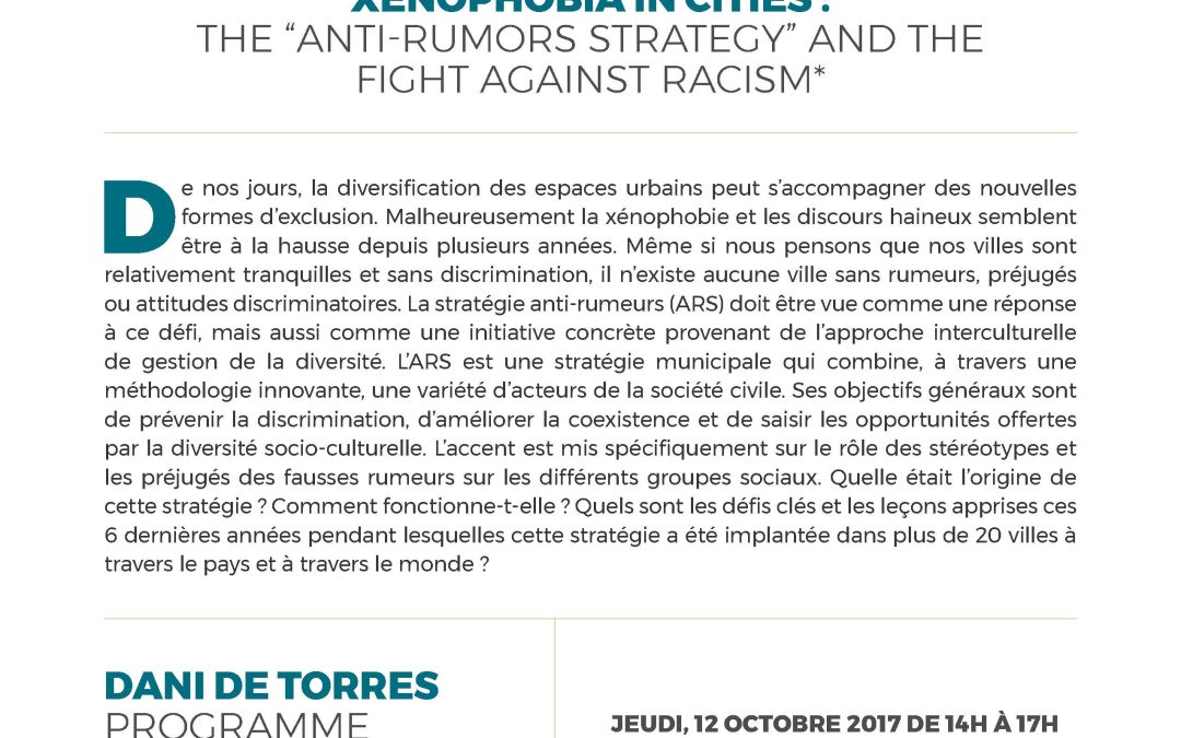 Conférence du LABRRI, Xenophobia in Cities