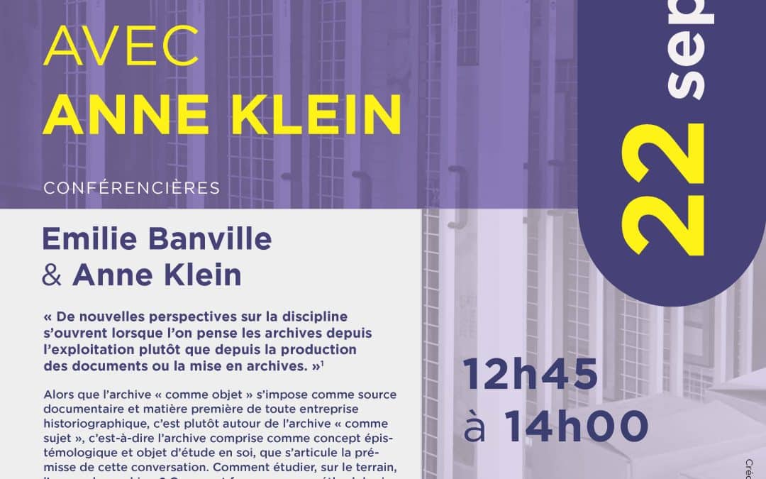 Atelier étudiant « Chantier d’archivologie : en conversation avec Anne Klein »