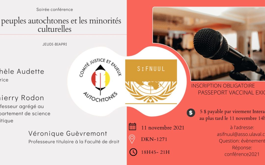 Soirée-conférence sur les peuples autochtones et les minorités culturelles