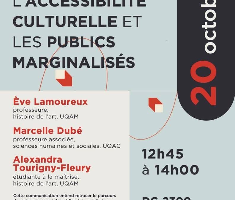 Conférence « Parcours d’une typologie sur l’accessibilité culturelle et les publics marginalisés »