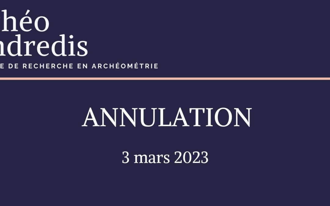 Archéo-vendredi – 3 mars 2023 (conférence annulée)