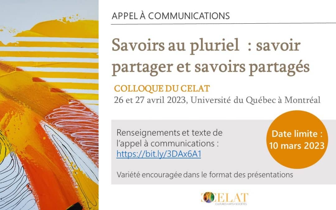 Colloque du CELAT 2023 – appel à communications