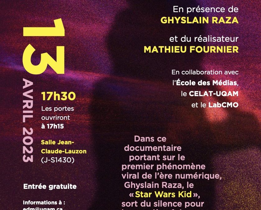 Projection du documentaire Dans l’ombre du Star Wars Kid