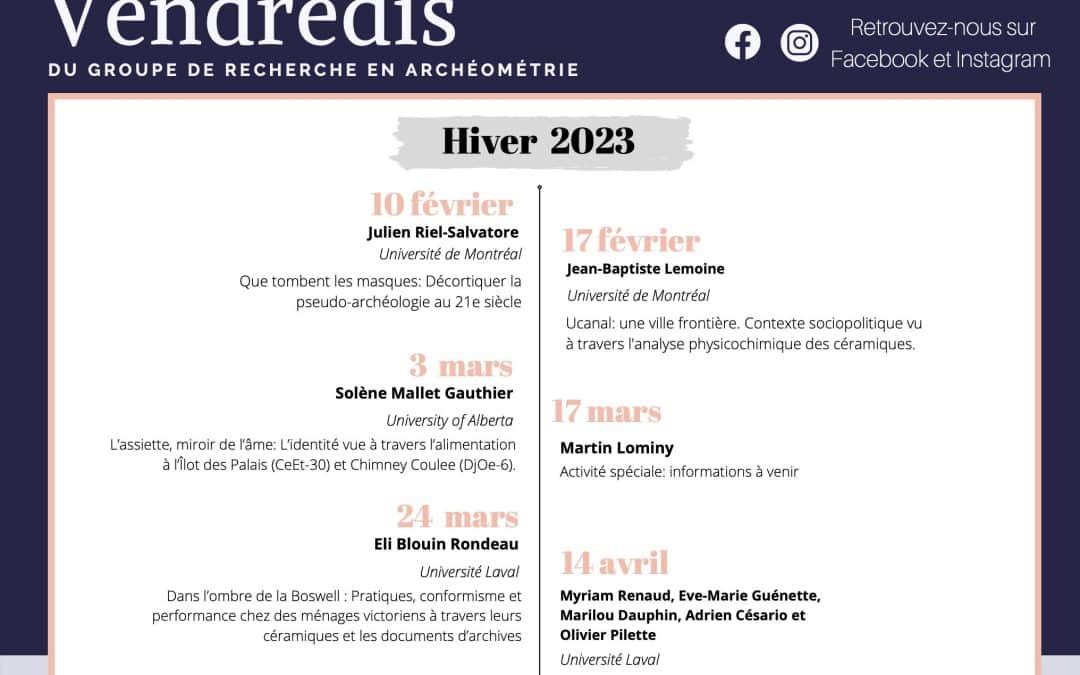 Archéo-vendredis – programmation de l&rsquo;hiver 2023