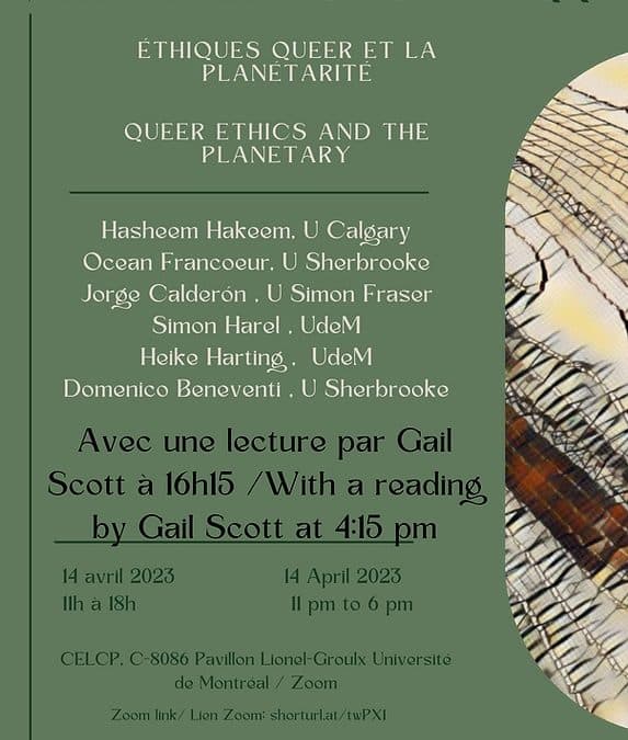Conférence de Simon Harel lors de la journée d’étude Éthiques queer et la planétarité