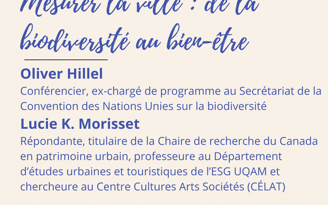 Conférence-atelier «&nbsp;Mesurer la ville&nbsp;: de la biodiversité au bien-être&nbsp;»