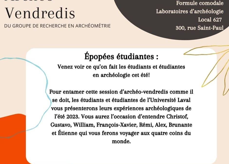 Archéo-vendredi – 22 septembre 2023