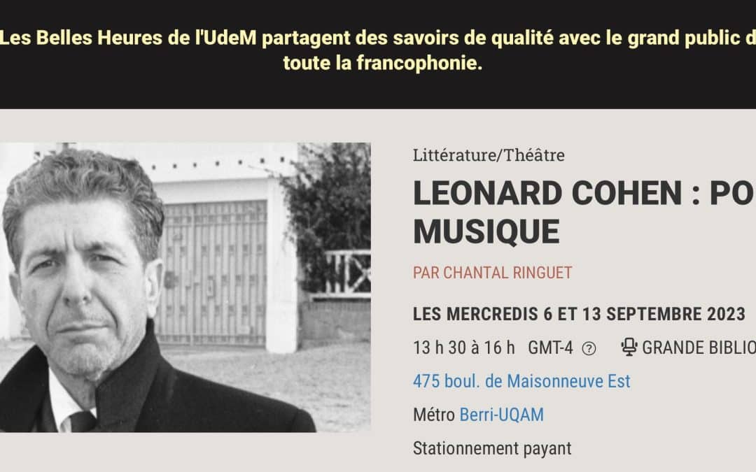 Série de conférences « Léonard Cohen : poésie et musique »