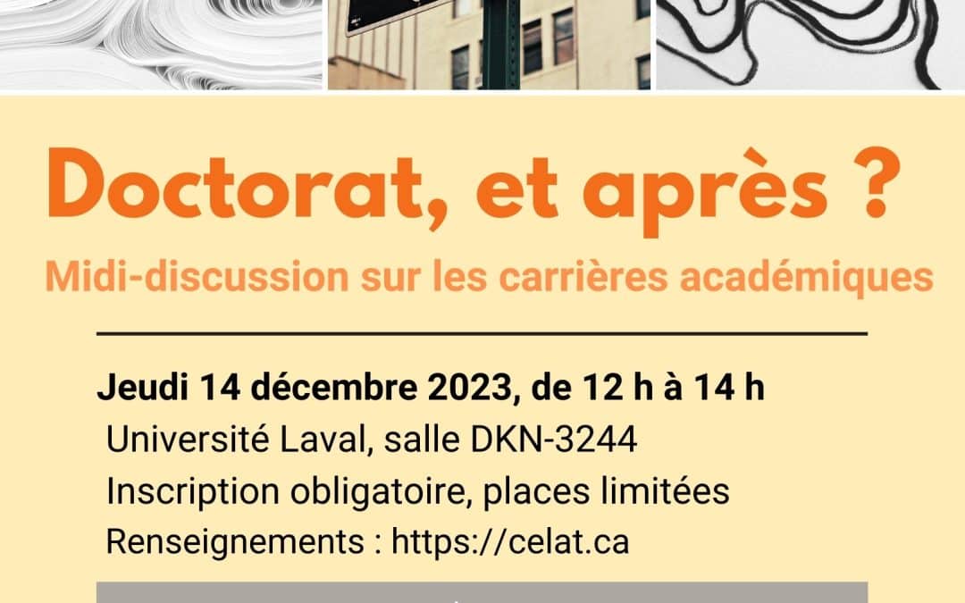 «&nbsp;Doctorat, et après? Midi-discussion sur les carrières académiques&nbsp;»