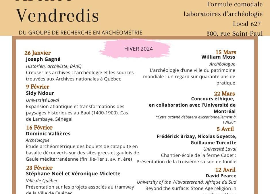Archéo-vendredis – programmation de l’hiver 2024