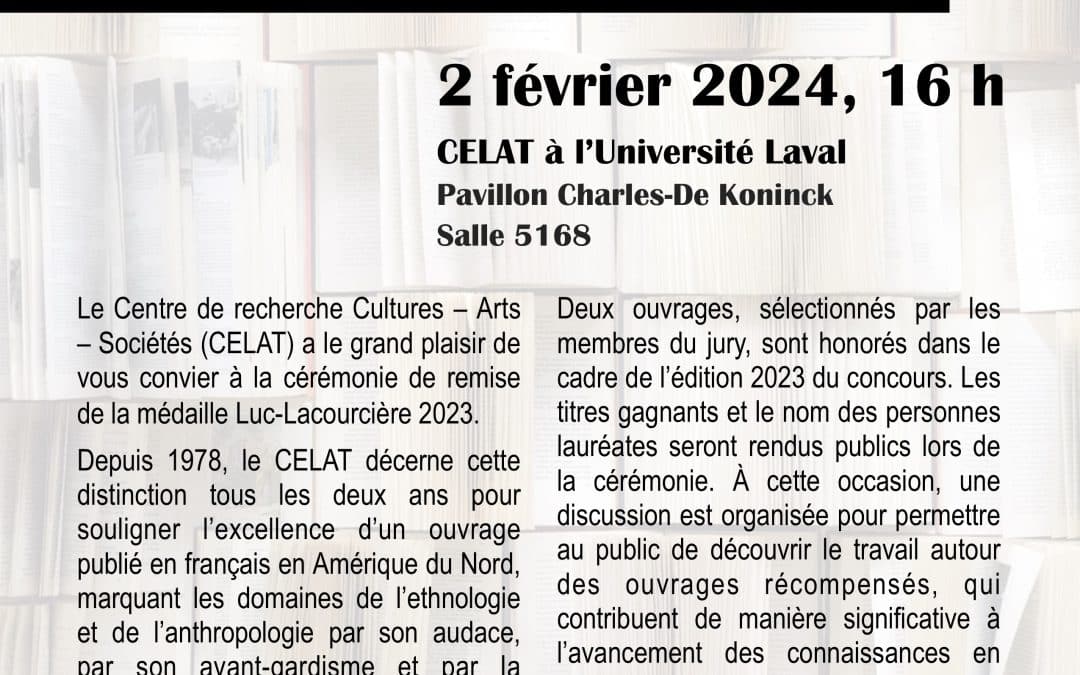 Remise de la médaille Luc-Lacourcière 2023 et discussion avec les lauréat-es