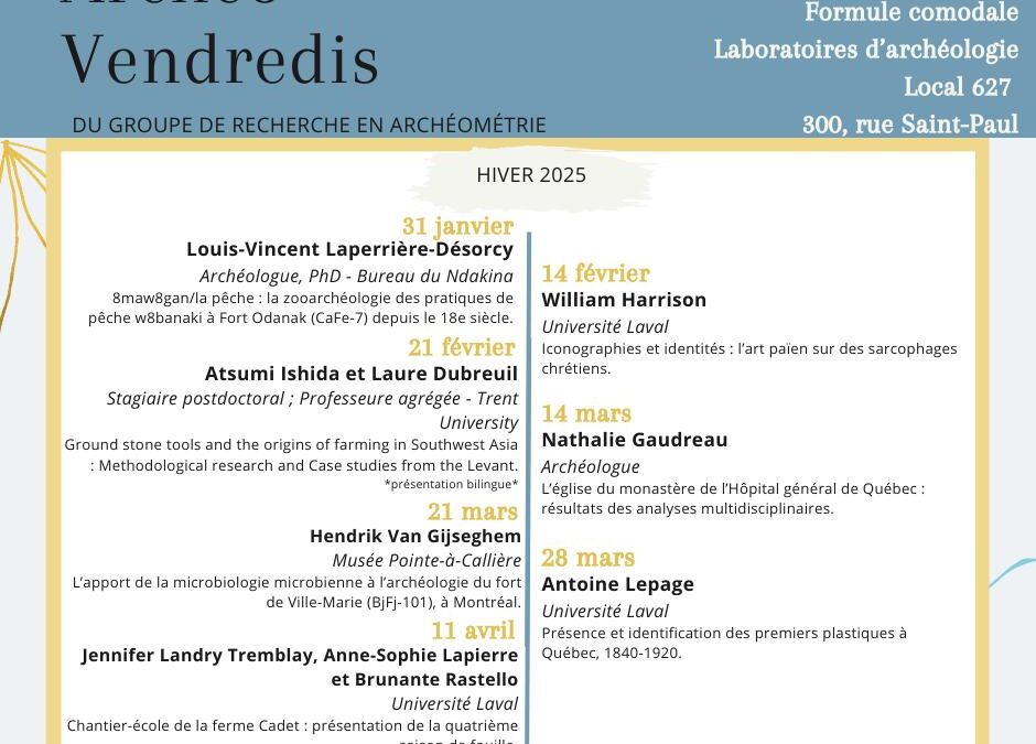 Archéo-vendredis – programmation de l&rsquo;hiver 2025