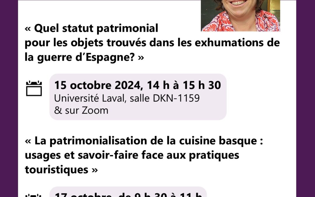 Conférences d’Aitzpea Leizaola sur le patrimoine funéraire des victimes de guerre et sur la patrimonialisation de la cuisine basque
