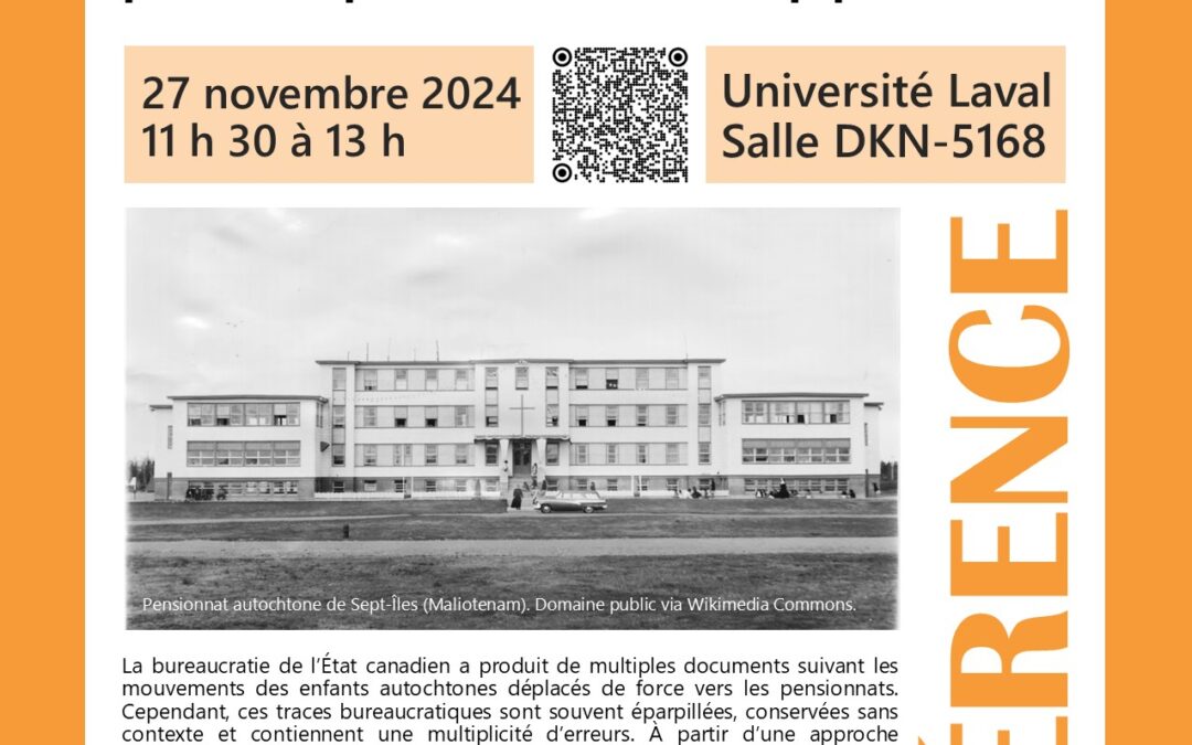 Conférence de Pamela Colombo et al. «&nbsp;Enquête sous tension&nbsp;: une réflexion méthodologique sur la recherche collaborative sur les pensionnats pour enfants autochtones&nbsp;»