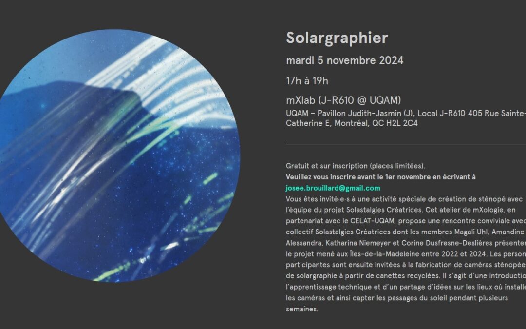 Solargraphier, activité spéciale de création de sténopé