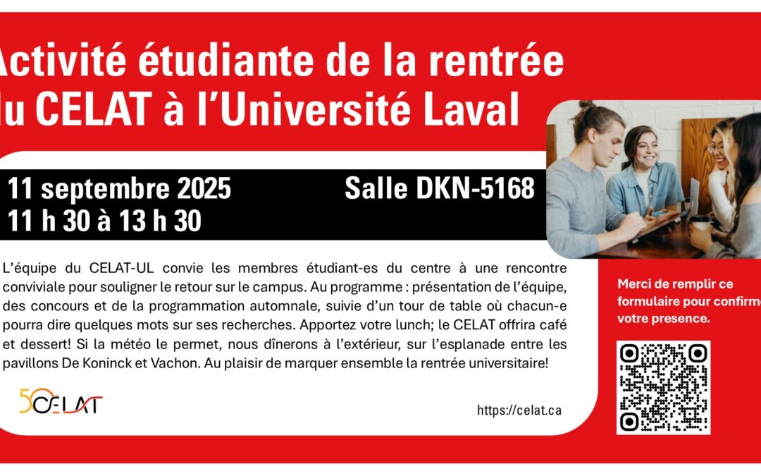 Activité étudiante de la rentrée universitaire 2025 du CELAT-UL