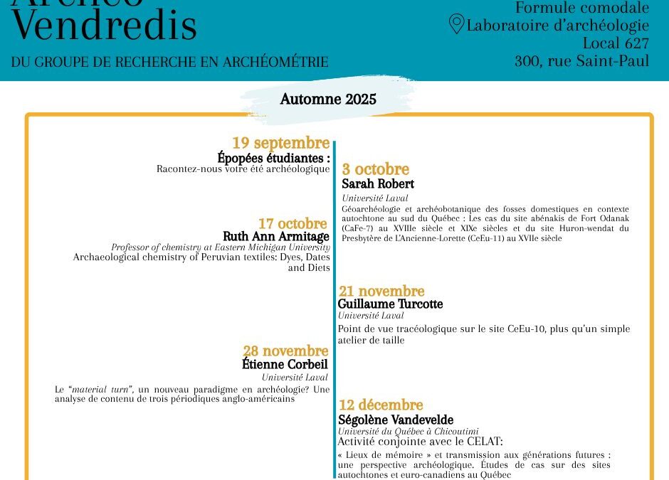 Archéo-vendredis – programmation de l’automne 2025