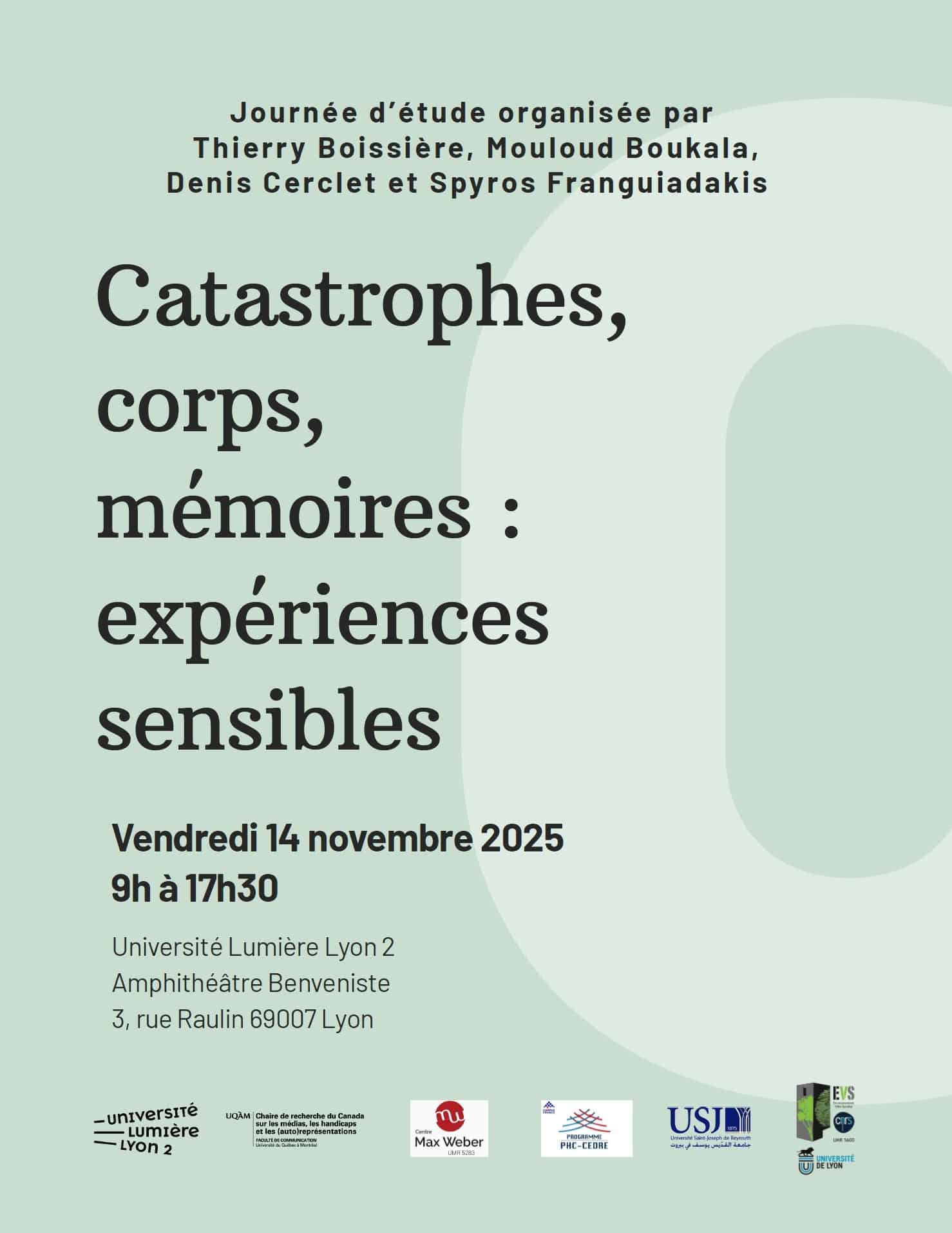 Journée d’étude Catastrophes, corps, mémoires