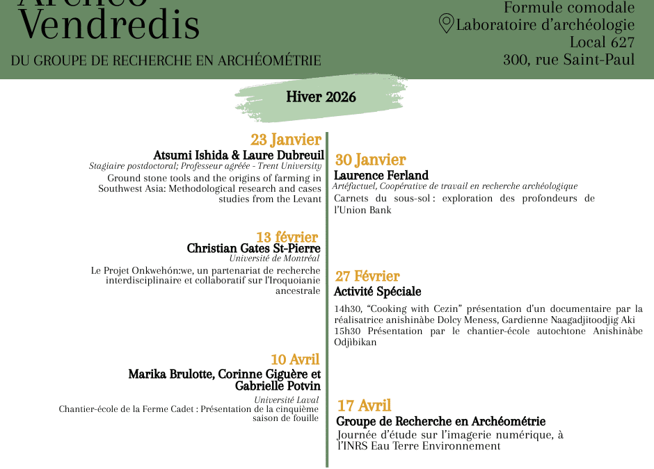 Archéo-vendredis – programmation de l’hiver 2026