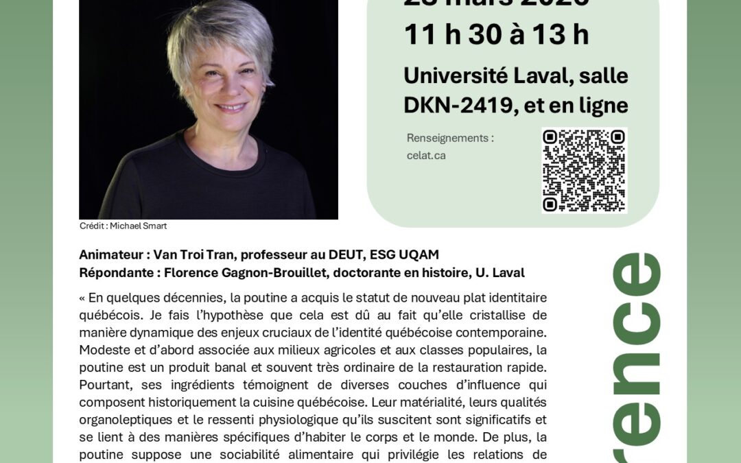 Conférence de Geneviève Sicotte « Un lieu commun de l’imaginaire social : la “magie de la poutine” »